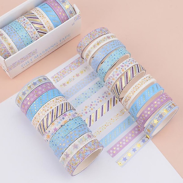 Washi dekorativt tape | Folie skoleartikler - 10 ruller Washi tape -（6）