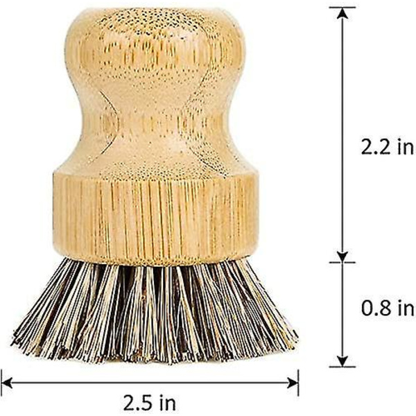 Palm Pot Diskborste - Ekologisk Bambu 2-pack Mini Hållbar Skrubb För Kök Rengöring Med Keramikhållare
