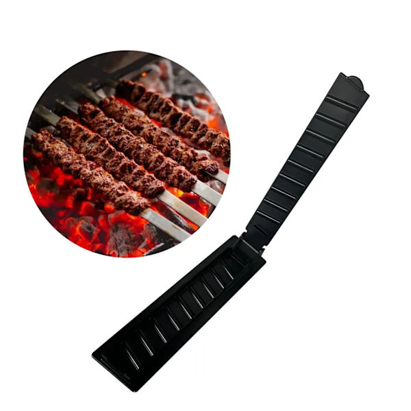 2X Grillspett, Kebabmaskin, Manuell Kabobform, Svart Kebabpress, Grillverktyg för Utomhusbruk