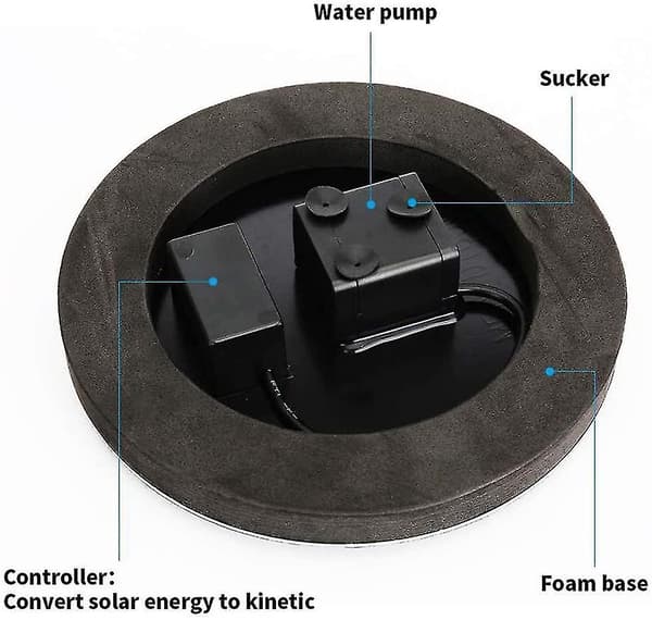 Solcellsfontän, uppgraderad version 3w solfågelbadsfontän Utan batteri