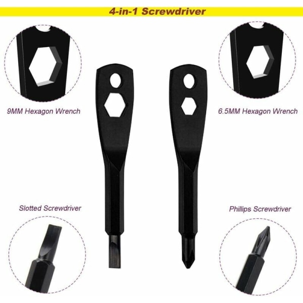 3-delad nyckelring skruvmejsel verktyg, mini multifunktions fickverktyg, 4 i 1 slits och Phillips skruvmejsel verktyg set (svart, silver)