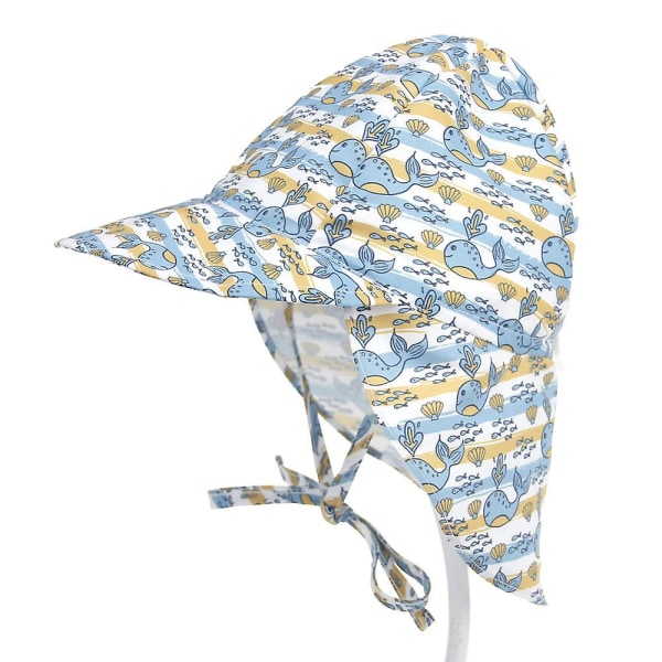 Baby aurinkohattu Upf 50+ suoja, säädettävä Baby Summer Beach Ultra-ohut hengittävä hattu, uima-altaan aurinkohattu, cap ympärysmitta 48-54 cm (valas)
