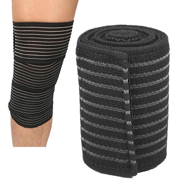 2024 Utomhuslöpning Sport Hög Elastisk Bandage Anti stukning Knästöd Skyddsrem (Svart)