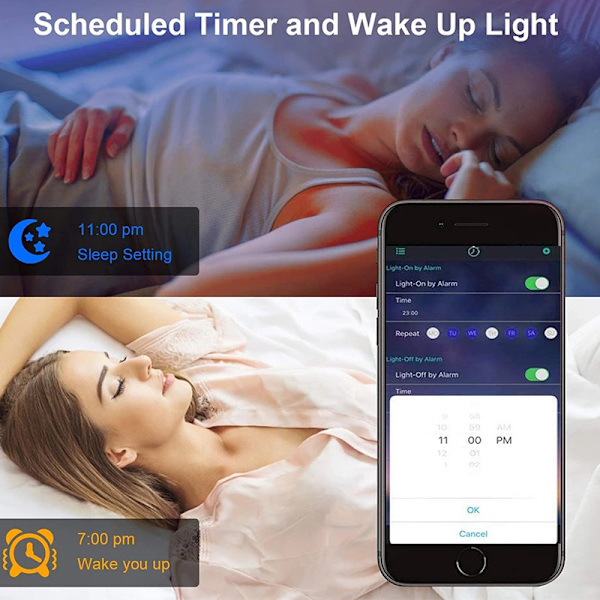 5v bluetooth APP-styrd 5050 LED-ljuslist, ljusbälte 2m