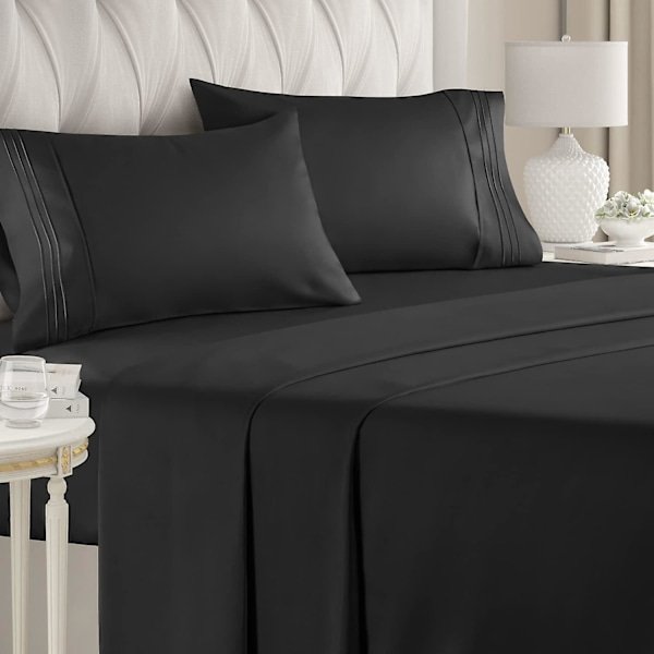 California King Size Lakanuppsättning - Andningsbara & Kylande Lakan - Hotell Lyx Sängkläder - Extra Mjuka - Djupa Fickor - 4 Delar Set - Rynkfria - Comf