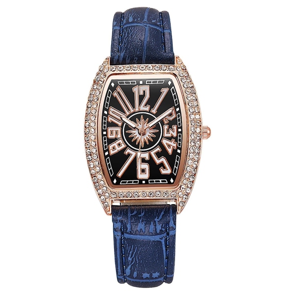 Läder Dam Diamant-besatt vinfat Typ Big Digital facetterad watch