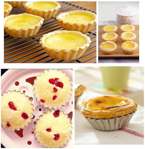 100 Aluminiumsformer til terter, gjenbrukbare former til baking og steking
