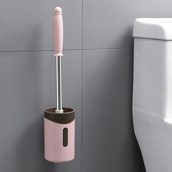 WC-borste WC-borste Toalettstädningsset för väggmontering, rosa