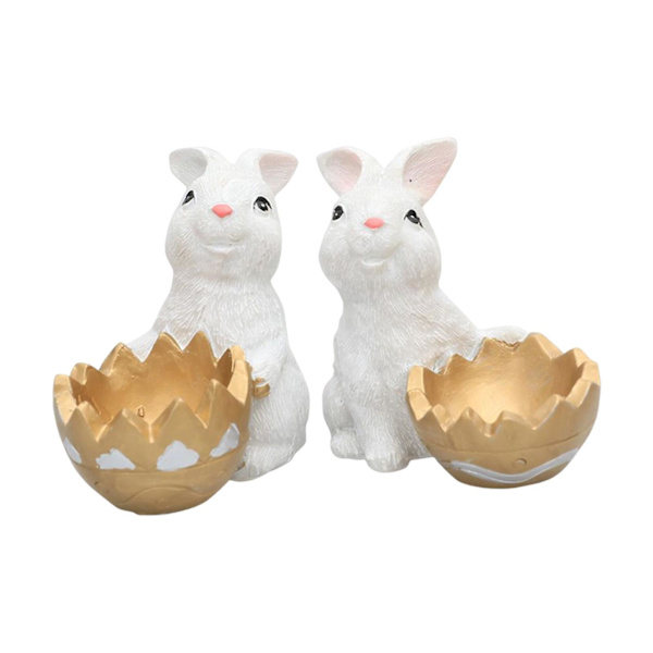 2x Kaninfigurer Kanin Statyett Djur För Påsk Vardagsrum Festgåva