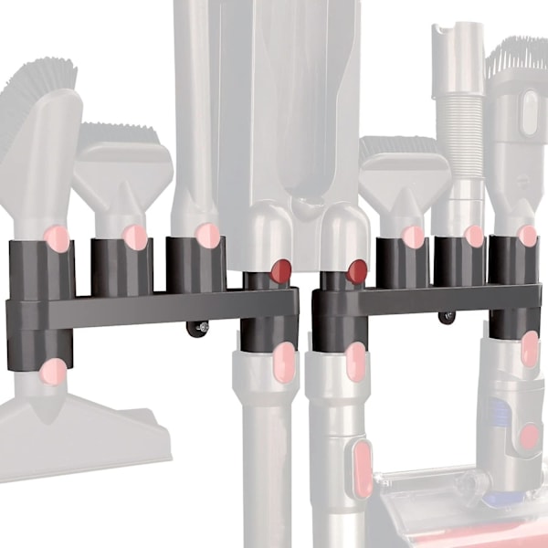 25x8x10cm veggmontert tilbehørsstativ for Dyson V15 V12 V11 V10 V8 V7 støvsuger (10 oppbevaringsplasser, 2-pakning)