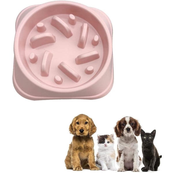 Hundskål, Långsam matningsskål för hundar, Halkfri husdjursskål, Anti Glutton Bowl, Anti Bloating, Rosa