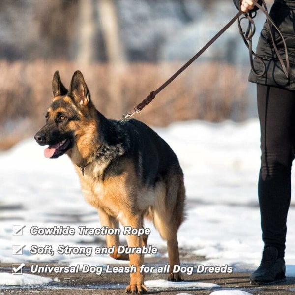 Läderkoppel för hundar Stark koppel för stora/medelstora hundar Handgjord flätat hundkoppel Säkerhetsrep Bälte Hundkoppel(7ft)