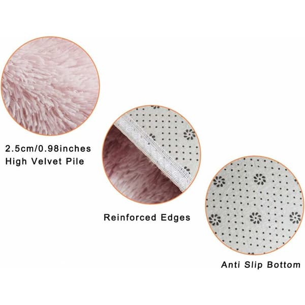 Monokrom matta fluffig hög matta rund hög polyester matta för vardagsrum sovrum beige 30cm diameter