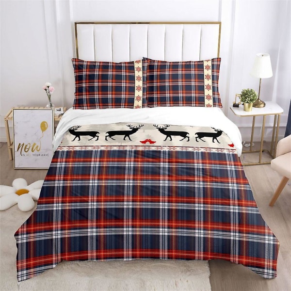 Jultomten Jul Sängkläder Sängset Tvilling Full Queen King Size Jul Ren Jul Täcke Set Påslakan För Heminredning（Som visas）