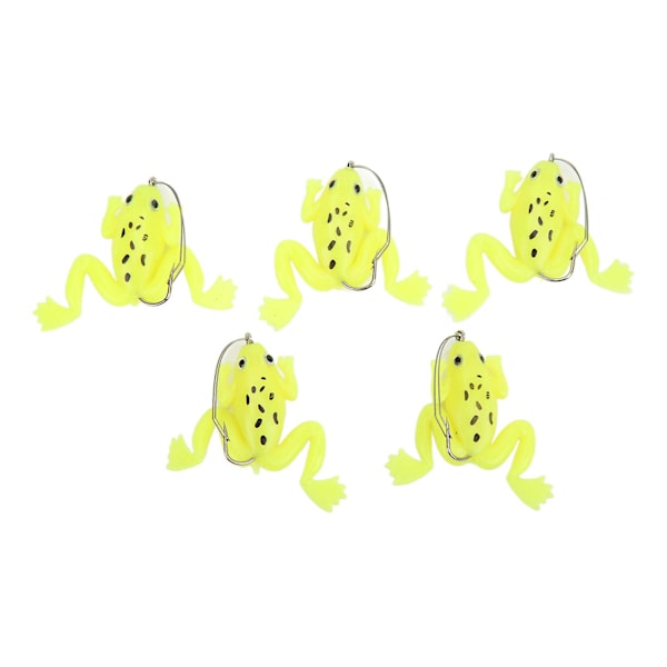 Froskbete Mjuk Livsliknande Konstgjord Gummi Simbete med Krok för Fiske 5st 3g Fluorescerande Gul