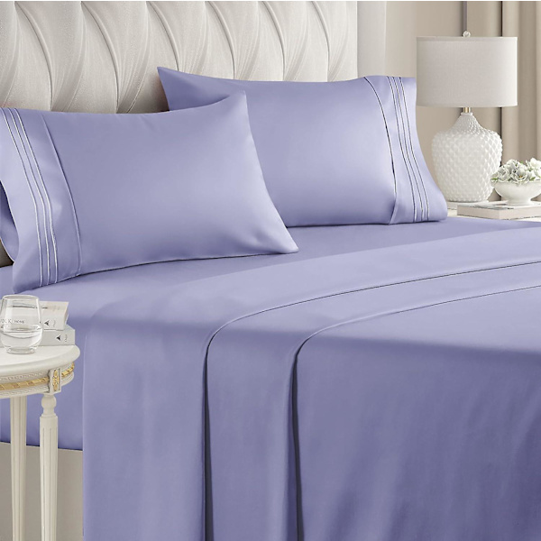 King Size Lakensett - Pustende og Kjølende - Hotel Luksus Sengetøy - Ekstra Mykt - Dype Lommer - Enkel Passform - 4-delt Sett - Krøllfritt - Komfortabelt Lave