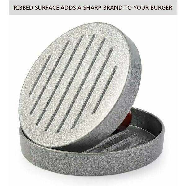 Hamburgerpress, Kökets Hamburgerpress i Trä, Aluminium Non-Stick Hamburgerpress för Biff Hamburgare Köttbullar (12cm Dia)