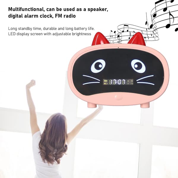 Multifunksjonell trådløs alarmklokke Bluetooth-høyttaler (rosa)