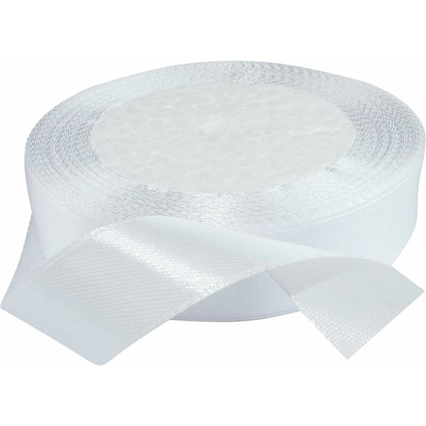 5 rullar dekorativt satinband glänsande fint - 20 mm x 22 meter - Vit - Kreativa projekt sömnad konst presentinslagning fest födelsedag