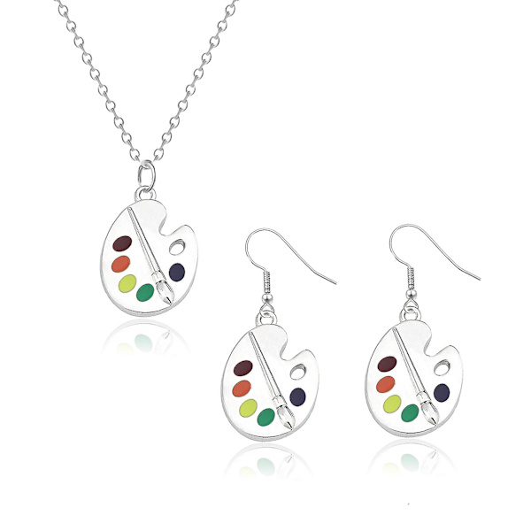 1 set konstnärs palett målare dingla krok örhängen halsband Van Gogh Picasso smycken