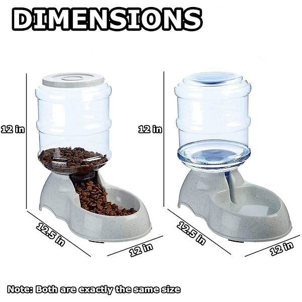 Ppiao Automatisk matare och vattenautomat Självutmatande gravitationsautomatisk matare - Mat och vattenautomat Set Hund Katt Husdjursmatskål 1 gallon matare och 3,7