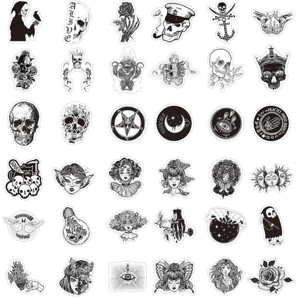 Gothic Sticker Pack, 100 Stickers Vattentät Vinyl Skull Stickers för bärbar dator, mobil