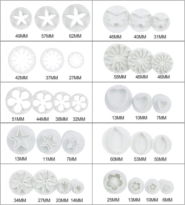 33 stk. bageformværktøjer Fondant Plunger Cutters, kagekageform til DIY