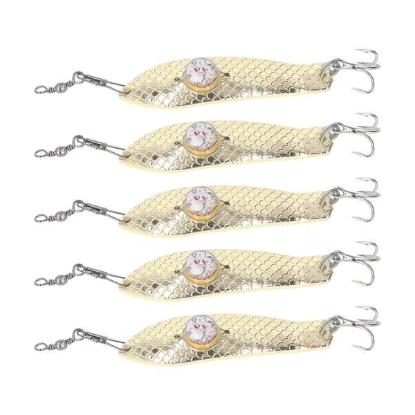 LED fiskeblinklys - 5 stk. rustfrit LED-lys til fiskeblinklys i rustfrit stål (guld)
