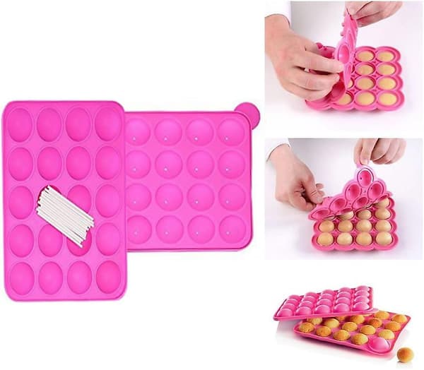 Silikonkakeform for baking av lollipopkake, BPA-fri, rosa