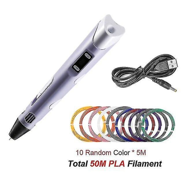 Lilla 50m Pladiy 3d Pen Udskrivning 3d Printer Penne Pla Filament 1,75 mm Med LCD-skærm 3d Tegning Blyant Pen Til Børn Pædagogisk fødselsdagsgave