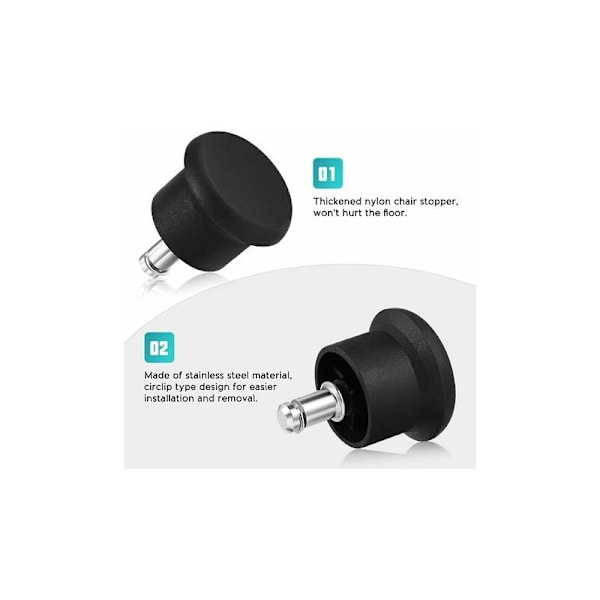 LMLY 5-pack filtglider, stolsglider, hjul, ersättningsmöbler för kontor och hem (svart)