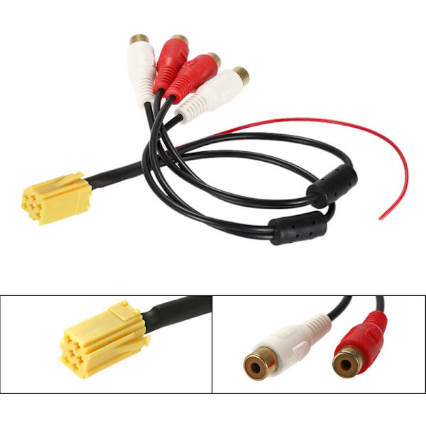 Populär Mini 6 Pin ISO Adapter Aux Line Out 4 Chinch Kabel 4 RCA Hane för Seat