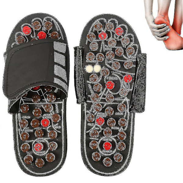 Magnetic therapy massage shoes foot massage acupressure blood circulation health massage slippers (42-43-brown rotating eight pictures)