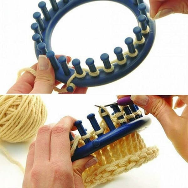 Blå stickstolar rund form hatt kläder vävda artefakt MODOU verktyg
