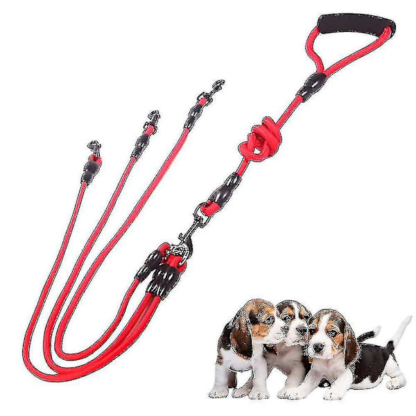 3 i 1 hundeliner, med justerbar aftagelig kobling, 3-vejs hundeline med polstring til 3 hunde gåtur