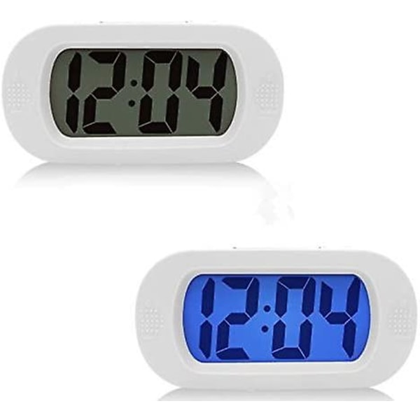 Mini väckarklocka, enkel väckarklocka snooze väckarklocka LED digital tyst digital LCD stor elektronisk display batterier färgat ljus vit