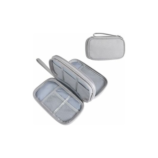 YAJOR Kabelväska liten vattentät elektronisk tillbehörsväska organiseringsväska för USB-minnen laddare hårddiskar SD-kort grå (liten) DOPA
