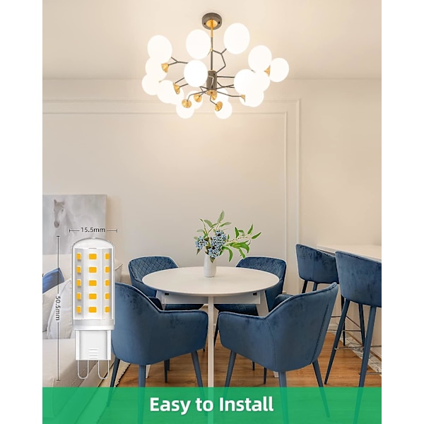 G9 LED-lampa, 3w motsvarande 30w halogen, varmvit 2700k 380lm flimmerfri Ac/dc 220-240v 6-pack