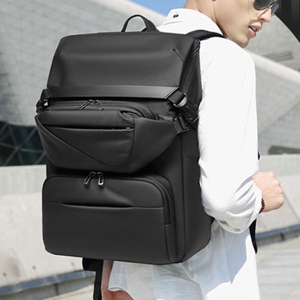 Lätt affärsryggsäck High Tech Ryggsäck Hållbar Handbagage Casual Daypacks Svart