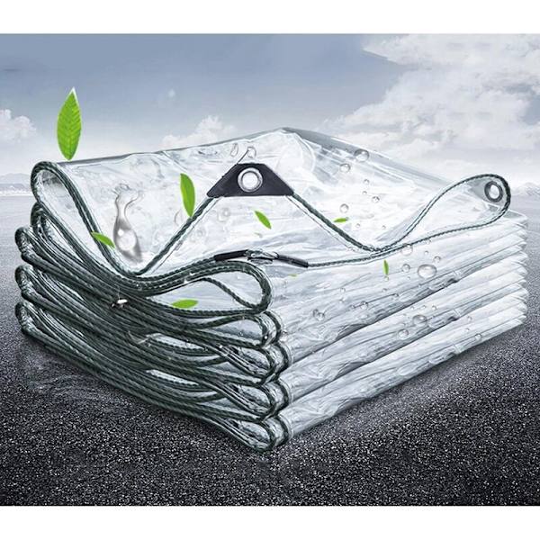 Vattentät presenning, klar PVC-presenning med öljetter, isolerad presenning för trädgård, uteplats, växter, väderbeständig transparent presenning (0,5 x 2 m)