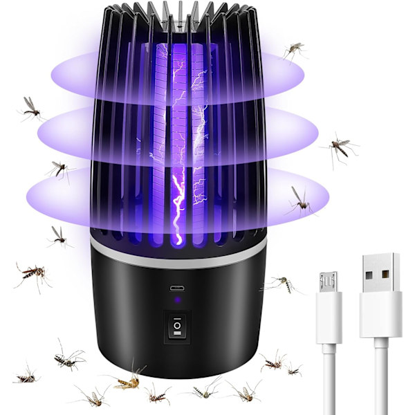 Sähköinen USB-ladattava hyönteispyydys, sisä- ja ulkotilojen tuholaistorjunta, hyönteissuoja, takapihan houkutin (musta)