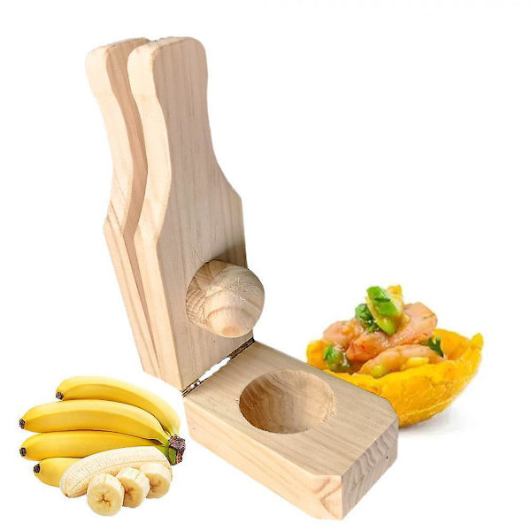2 i 1 Trä Banan Smasher Maker Hållbar Återanvändbar Frukt Köks Press Verktyg