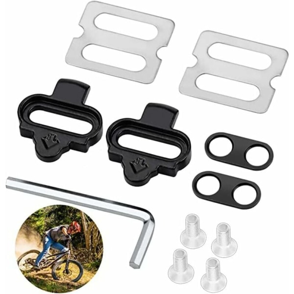 Spd-cykelskoklossats Svart pedalblock med metallplattor Wpd-98a Kompatibel med Spd Sm-Sh56 Mountainbike Inomhus Utomhuscykling