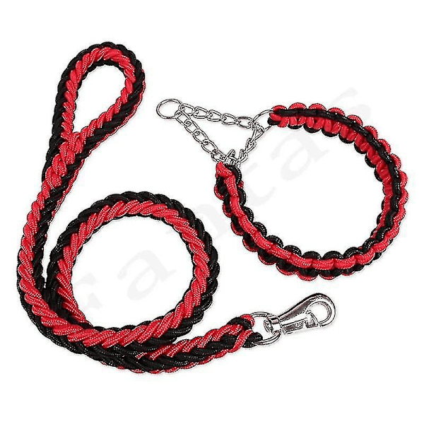 1.2m Length Double Strand Rope Large Dog Leashes Metal P Chain Buckle National Color Pet(red)