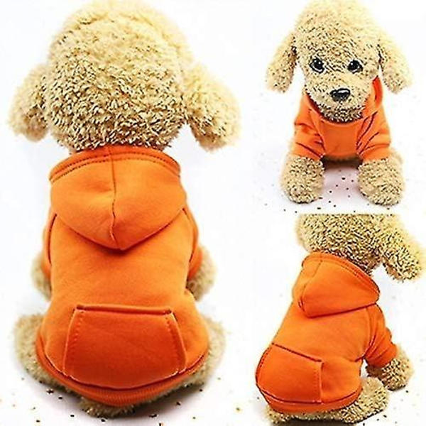 Kattetrøje Bomuld Hunde Tøj med Vinterfrakke og Yderlomme (Orange, M kode)
