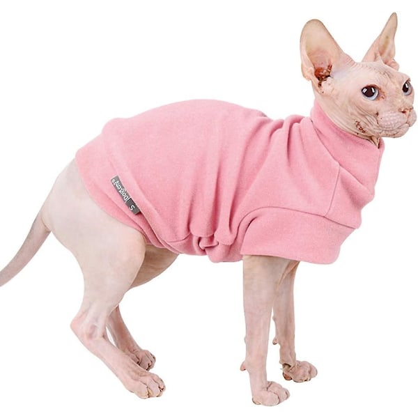 Lille hund pullover blød fleece vest hund sweatshirt hårløs kat chihuahua bulldog pink M