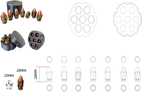D6 Bullet Dice Set Explosiva Bullet Dice med Bas Resin