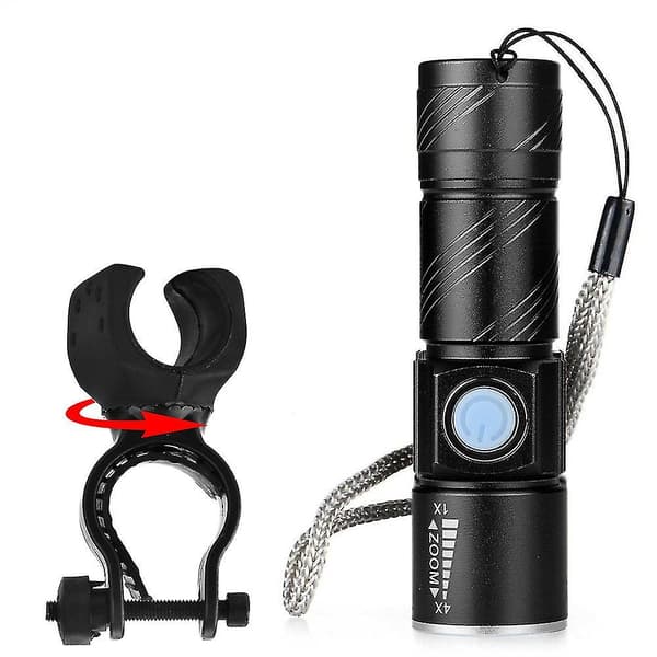 Usb-ladattava polkupyörän taskulamppu Led-pyörä + pidike（A）