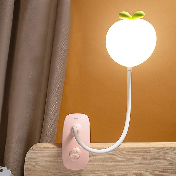 Led-klemmelampe for småbarnsseng, fleksibel 360-clip-on-lampe med 3 lysmoduser og 5 dimbare, usb-oppladbar trådløs led-bordslampe, rosa