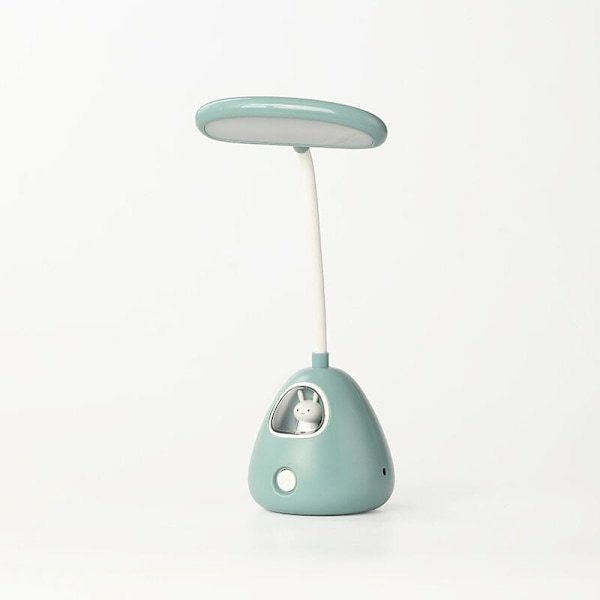1 st Kreativ söt husdjur skrivbordslampa Mini USB laddning dinosaurie nattljus hopfällbar studentstudie (kanin grön)